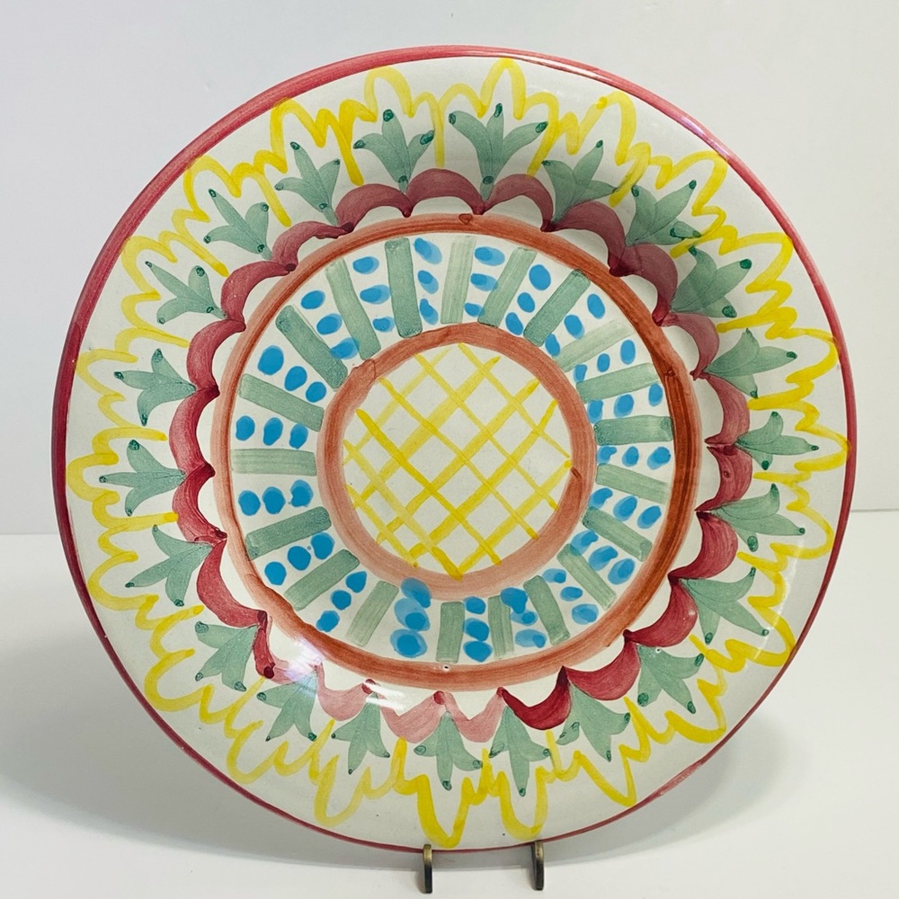 Vintage MacKenzie-Childs Madison Dinner Plate 11 5/8” Hand Painted Pastels 1983